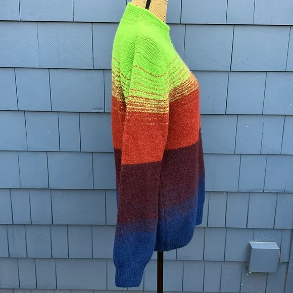 💚🧡💙Scotch & Soda alpaca blend sweater large green orange blue - Picture 5 of 13